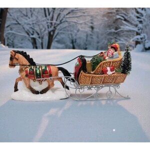 Vintage 1997 Dept 56 Snow Village A Holiday Sleigh Ride Together 54921 Christmas